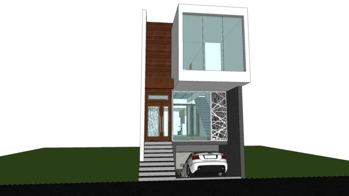 Desain rumah ukuran 5x20 2 lantai