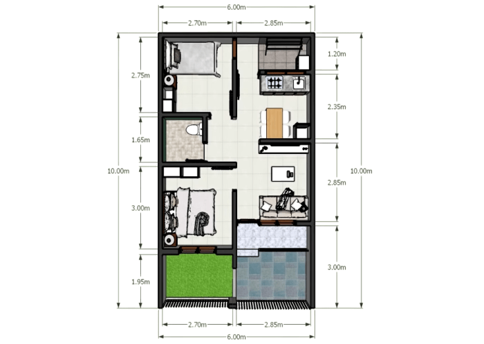 Desain rumah tingkat tanah 60