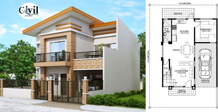 Desain rumah ukuran 7x10 meter 2 lantai