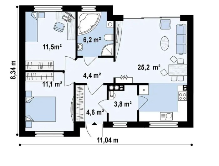 Desain rumah ukuran 60 meter persegi